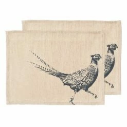 Set of 2 Pheasant Linen Placemats by The Just Slate Company | Elegant Tableware