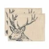 Set of 2 Stag Linen Placemats by The Just Slate Company - Elegant Tableware for Dining