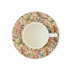 Morris & Co Golden Lily Teacup & Saucer - Elegant Floral Design, Premium Porcelain Drinkware -HARTS OF STUR Sales MCOB8751XW Morris And Co Golden Lily Teacup And Saucer 3