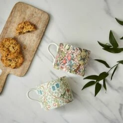 Morris & Co Blackthorn & Golden Lily Set of 2 Mugs - Elegant Drinkware -HARTS OF STUR Sales MCOH8726XG Morris And Co Set of 2 Blackthorn And Golden Lily Mugs 4