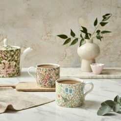 Morris & Co Blackthorn & Golden Lily Set of 2 Mugs - Elegant Drinkware -HARTS OF STUR Sales MCOH8726XG Morris And Co Set of 2 Blackthorn And Golden Lily Mugs 5