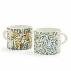Morris & Co Daffodil Privat Pink & Willow Bough Sage Mugs - Set of 2 | Stylish Drinkware -HARTS OF STUR Sales MCOJ8726 XG Morris And Co Mugs Set of 2 Daffodil Privat Pink Willow Bough Sage 3