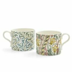 Morris & Co Daffodil Privat Pink & Willow Bough Sage Mugs - Set of 2 | Stylish Drinkware -HARTS OF STUR Sales MCOJ8726 XG Morris And Co Mugs Set of 2 Daffodil Privat Pink Willow Bough Sage 4