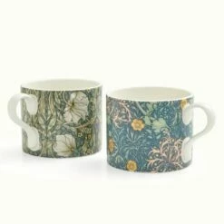 Morris & Co Seaweed Teal & Pimpernel Mug Set of 2 - Elegant Drinkware for Tea & Coffee -HARTS OF STUR Sales MCOK8726 XG Morris And Co Mugs Set of 2 Seaweed Teal And Pimpernel Privat 3