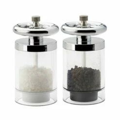 Kent Chrome Plated Wheel Top Salt & Pepper Mill Set - Premium Tableware for Stylish Dining