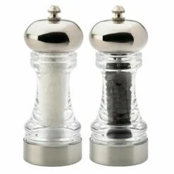 York Acrylic & Chrome Salt and Pepper Mill Set - Premium Tableware for Modern Kitchens