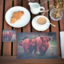 Rural Roots Highland Cows Placemat Pack Of 4 - Premium Table Mats for Dining & Kitchen -HARTS OF STUR Sales PMO2604X4 Rural Roots By Tradestock Highland Cows Placemat Pack Of 4 2