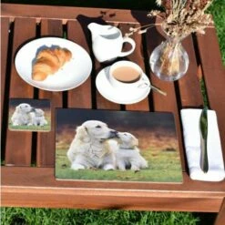 Rural Roots Golden Retrievers Placemat Pack Of 4 - Premium Table Mats for Dining & Decor -HARTS OF STUR Sales PMO2608X4 Rural Roots By Tradestock Golden Retrievers Placemat Pack Of 4 2