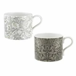 Morris & Co Bachelors & Acorn Mugs Set of 2 - Elegant Drinkware for Tea & Coffee