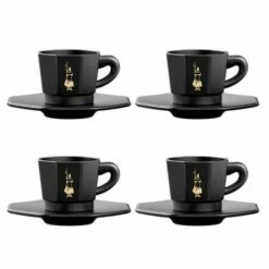 Bialetti Moka Espresso Cups Set Of 4 - Black | Premium Espresso Drinkware
