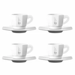 Bialetti Moka Espresso Cups Set Of 4 - White | Premium Espresso Drinkware