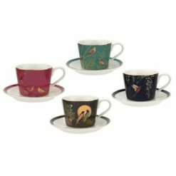 Sara Miller Chelsea Collection Espresso Cup & Saucer Set Of 4 - Elegant Drinkware for Coffee Lovers