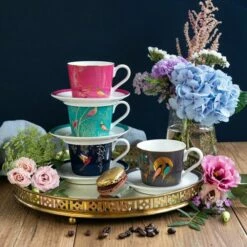 Sara Miller Chelsea Collection Espresso Cup & Saucer Set Of 4 - Elegant Drinkware for Coffee Lovers -HARTS OF STUR Sales SMC79194 XG Sarah Miller Chelsea Collection Espresso Cup Saucer Set 5