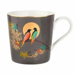 Sara Miller Chelsea Collection Dark Grey Ceramic Mug - Elegant Drinkware for Tea & Coffee