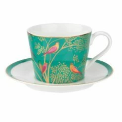 Sara Miller Chelsea Collection Green Tea Cup & Saucer - Elegant Drinkware Set