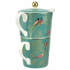 Sara Miller Chelsea Collection Tea For One Green Porcelain Cup & Saucer Set -HARTS OF STUR Sales SMCG79200 XG Sarah Miller Chelsea Collection Tea For One Green 4
