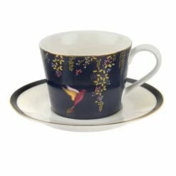 Sara Miller Chelsea Collection Navy Tea Cup & Saucer - Elegant Drinkware for Tea Lovers