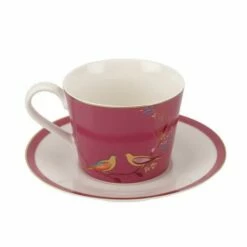 Sara Miller Chelsea Collection Pink Tea Cup & Saucer - Elegant Drinkware for Tea Lovers -HARTS OF STUR Sales SMCP78924 XG Sara Miller Chelsea Collection Tea Cup And Saucer Pink 2