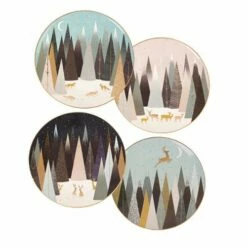 Sara Miller Frosted Pines Collection Set of 4 Dinner Plates | Elegant Tableware