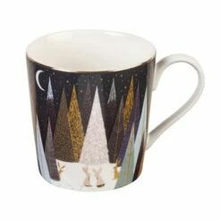 Sara Miller Frosted Pines Collection Set of 4 Ceramic Mugs - Elegant Drinkware for Tea & Coffee -HARTS OF STUR Sales SMFP79175 XG Sara Miller Frosted Pines Collection Set of 4 Mugs 1