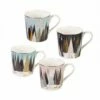 Sara Miller Frosted Pines Collection Set of 4 Ceramic Mugs - Elegant Drinkware for Tea & Coffee -HARTS OF STUR Sales SMFP79175 XG Sara Miller Frosted Pines Collection Set of 4 Mugs