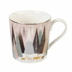 Sara Miller Frosted Pines Collection Set of 4 Ceramic Mugs - Elegant Drinkware for Tea & Coffee -HARTS OF STUR Sales SMFP79175 XG Sara Miller Frosted Pines Collection Set of 4 Mugs 2