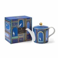 Sara Miller India Collection Lattice Window's Indigo Teapot - Elegant Tea Brewing