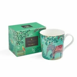 Sara Miller India Collection Elephant's Oasis Light Jade Mug - Elegant Drinkware
