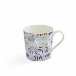 Sara Miller India Collection Crane Garden Sky Blue Ceramic Mug - Elegant Drinkware -HARTS OF STUR Sales SMIS78914 XG Sara Miller India Collection Mug Crane Garden Sky Blue 2