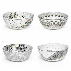 Sara Miller Artisanne Noir Set of 4 Medium Bowls - Elegant Tableware for Dining 9 Sara Miller Artisanne Noir Set of 4 Medium Bowls - Elegant Tableware for Dining -HARTS OF STUR Sales SMN79417XD Sara Miller Artisanne Noir Collection Medium Bowl Set of 4 1