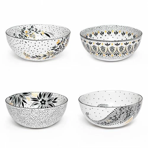 Sara Miller Artisanne Noir Set of 4 Medium Bowls - Elegant Tableware for Dining 4 Sara Miller Artisanne Noir Set of 4 Medium Bowls - Elegant Tableware for Dining - Image 2
