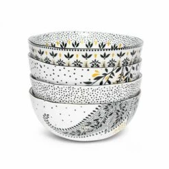 Sara Miller Artisanne Noir Set of 4 Medium Bowls - Elegant Tableware for Dining 10 Sara Miller Artisanne Noir Set of 4 Medium Bowls - Elegant Tableware for Dining -HARTS OF STUR Sales SMN79417XD Sara Miller Artisanne Noir Collection Medium Bowl Set of 4 2