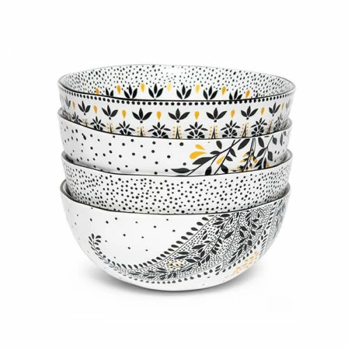 Sara Miller Artisanne Noir Set of 4 Medium Bowls - Elegant Tableware for Dining 5 Sara Miller Artisanne Noir Set of 4 Medium Bowls - Elegant Tableware for Dining - Image 3
