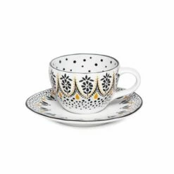 Sara Miller Artisanne Noir Set of 2 Espresso Cups & Saucers - Elegant Drinkware for Coffee Lovers -HARTS OF STUR Sales SMN79426XD Sara Miller Artisanne Noir Espresso Cup and Saucer Set of 2 2