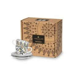 Sara Miller Artisanne Noir Set of 2 Espresso Cups & Saucers - Elegant Drinkware for Coffee Lovers -HARTS OF STUR Sales SMN79426XD Sara Miller Artisanne Noir Espresso Cup and Saucer Set of 2 4