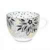 Sara Miller Artisanne Noir Lotus Mug - Elegant Ceramic Coffee Cup with Gold Accents -HARTS OF STUR Sales SMNL79419XD Sara Miller Artisanne Noir Collection Mug Lotus