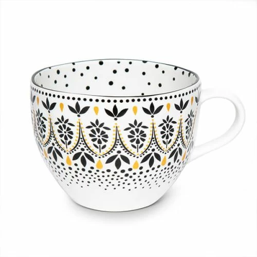 Sara Miller Artisanne Noir Mandala Mug - Elegant Ceramic Coffee Cup, 350ml 3 Sara Miller Artisanne Noir Mandala Mug - Elegant Ceramic Coffee Cup, 350ml