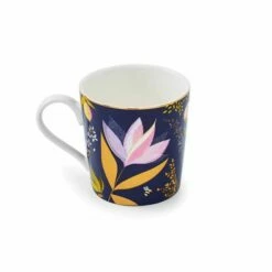 Sara Miller Orchard Navy Ceramic Mug - Elegant Drinkware for Tea & Coffee -HARTS OF STUR Sales SMON78914 XG Sara Miller Orchard Navy Mug 1