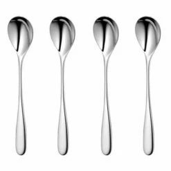 Robert Welch Stanton Bright Long Handled Spoon 4 Piece Set - Premium Stainless Steel Cutlery