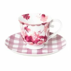 Katie Alice Josie's Blush Tea Cup and Saucer Set - Elegant Drinkware for Tea Lovers