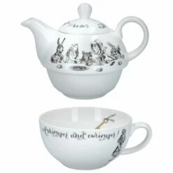 Alice In Wonderland Tea For One Set - Unique Ceramic Cup & Saucer - Perfect Gift for Tea Lovers