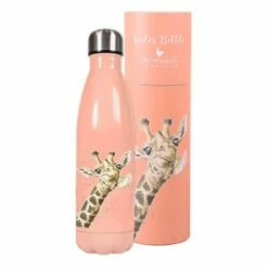 Wrendale Designs Giraffe Water Bottle - 500ml Insulated Stainless Steel Drinkware -HARTS OF STUR Sales WB003 Wrendale Giraffe Water Bottle 1