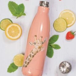 Wrendale Designs Giraffe Water Bottle - 500ml Insulated Stainless Steel Drinkware -HARTS OF STUR Sales WB003 Wrendale Giraffe Water Bottle 3
