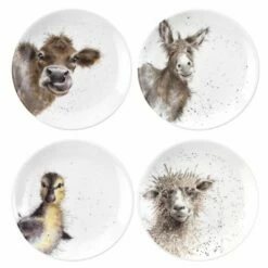 Wrendale Designs Set of 4 Animal Coupe Plates - Elegant Tableware for Every Occasion