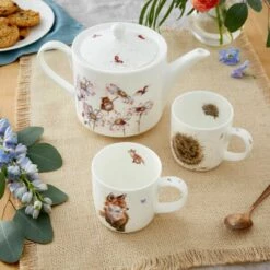 Wrendale Designs Tea For Two Set - Elegant Ceramic Mugs with Saucers, Perfect for Tea Lovers -HARTS OF STUR Sales WN4390 XG Wrendale Designs Tea For Two Set 4