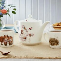 Wrendale Designs Tea For Two Set - Elegant Ceramic Mugs with Saucers, Perfect for Tea Lovers -HARTS OF STUR Sales WN4390 XG Wrendale Designs Tea For Two Set 5