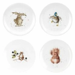 Wrendale Designs Assorted Set of 8 Inch Coupe Plates - Elegant Tableware for Every Occasion