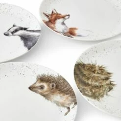 Wrendale Designs Set of 4 Coupe Plates, 27cm - Badger, Hedgehog, Fox & Owl - Premium Tableware -HARTS OF STUR Sales WNB4077 XB Wrendale Designs Coupe Plate Set Of 4 27cm 1
