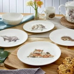 Wrendale Designs Set of 4 Coupe Plates, 21cm - Badger, Hedgehog, Fox & Owl | Premium Tableware -HARTS OF STUR Sales WNB5658 XB Wrendale Designs Coupe Plate Set Of 4 21cm 5