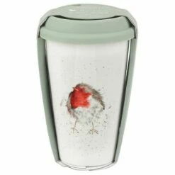 Wrendale Designs Robin Travel Mug - Insulated Coffee Cup with Lid - Perfect for Tea & Coffee Lovers